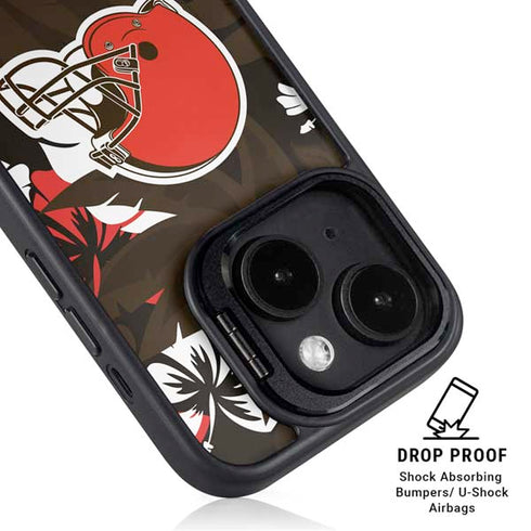 NFL Cleveland Browns Tropical Print iPhone 15 Kickstand Case